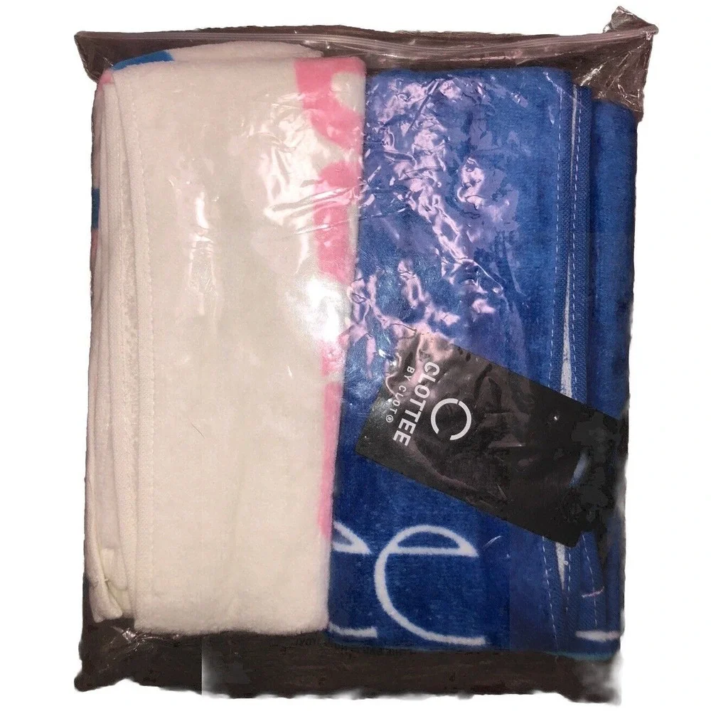 Clottee By Clot‎ Sport Towel Set Of 2 Gym Fitness Yoga Blue White 33x14